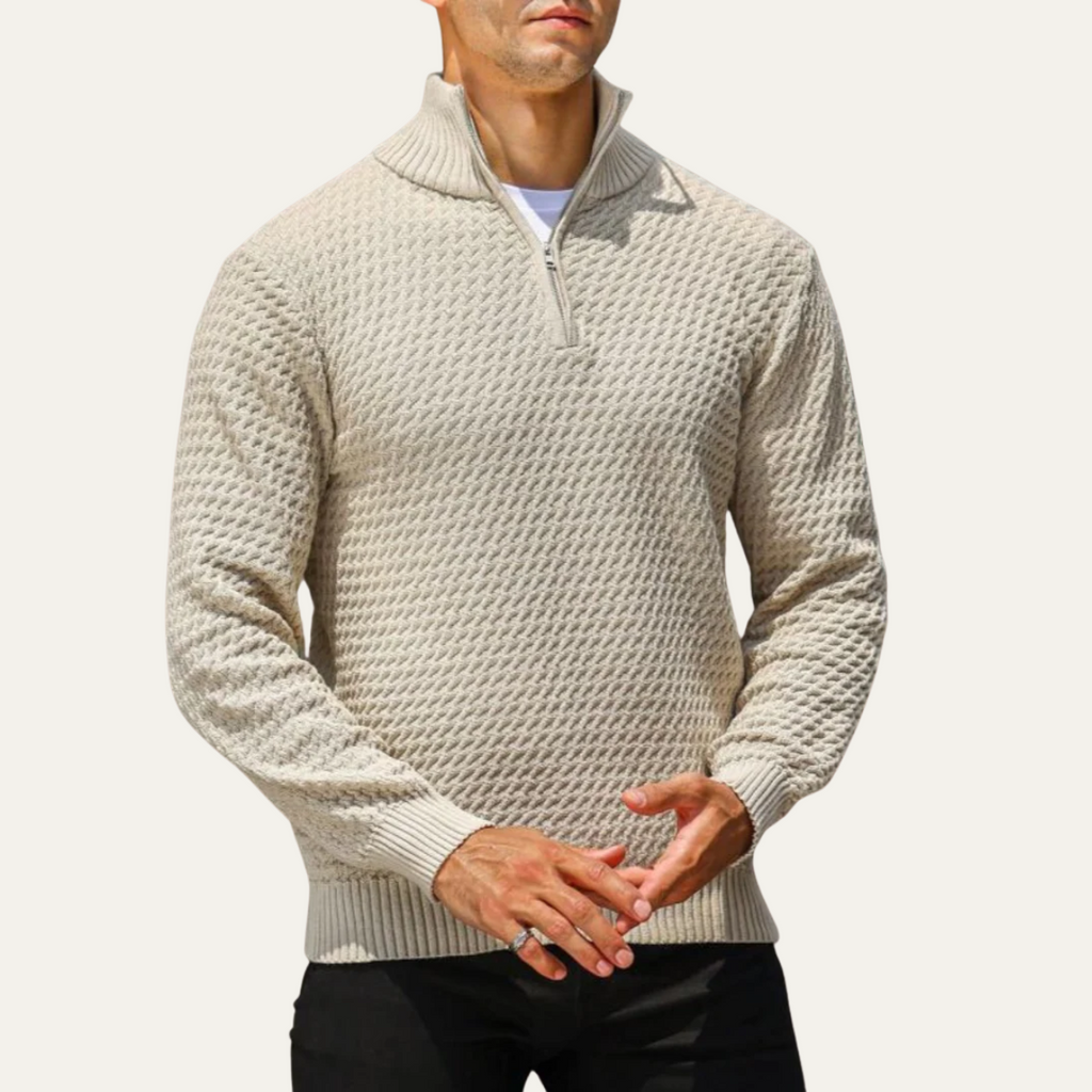 Men’s Luxury Quarter Zip Knit Sweater – Refined Modern Layer