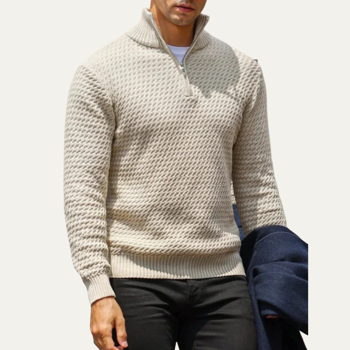 Men’s Luxury Quarter Zip Knit Sweater – Refined Modern Layer