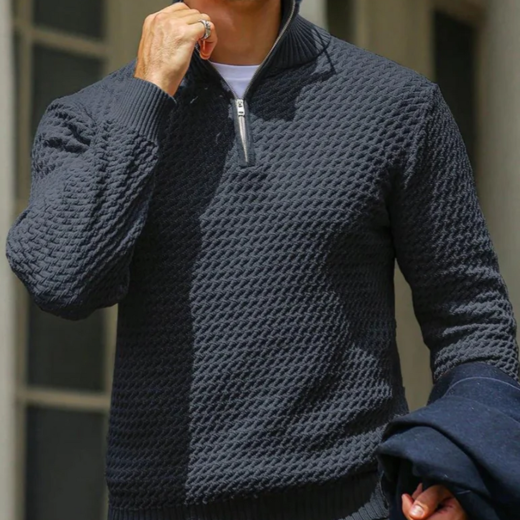 Men’s Luxury Quarter Zip Knit Sweater – Refined Modern Layer