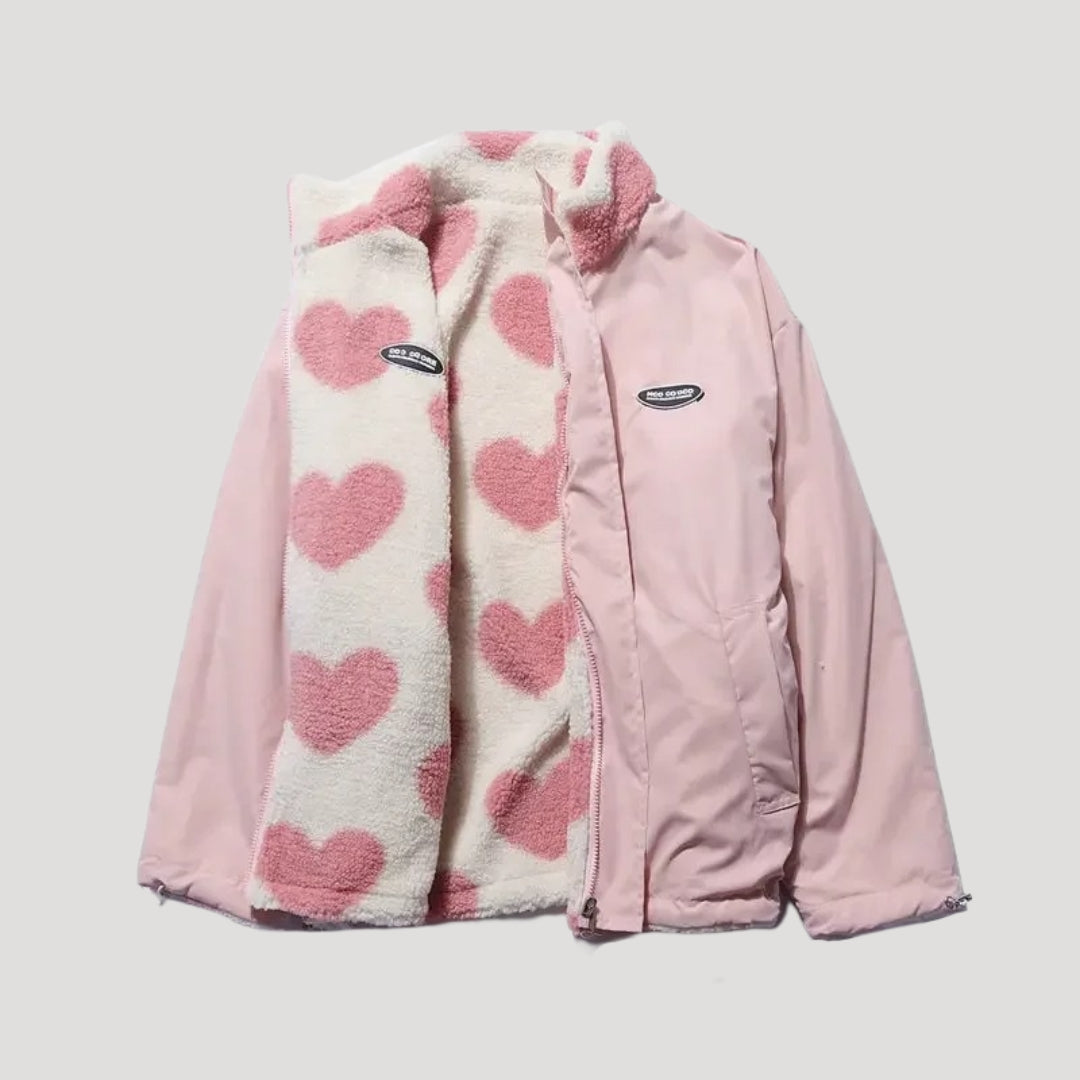 Women’s Reversible Jacket | Heart-Print Design with Relaxed Fit