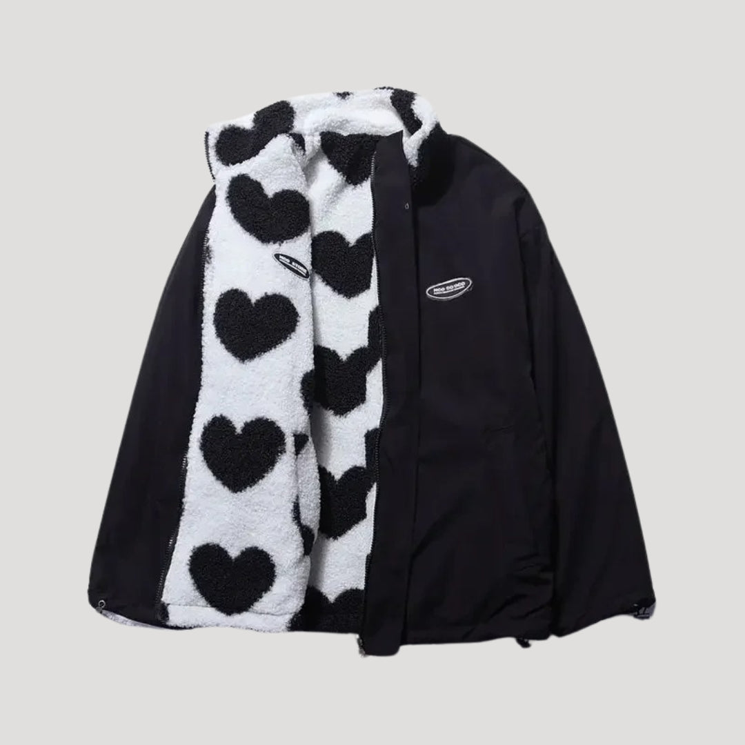 Women’s Reversible Jacket | Heart-Print Design with Relaxed Fit
