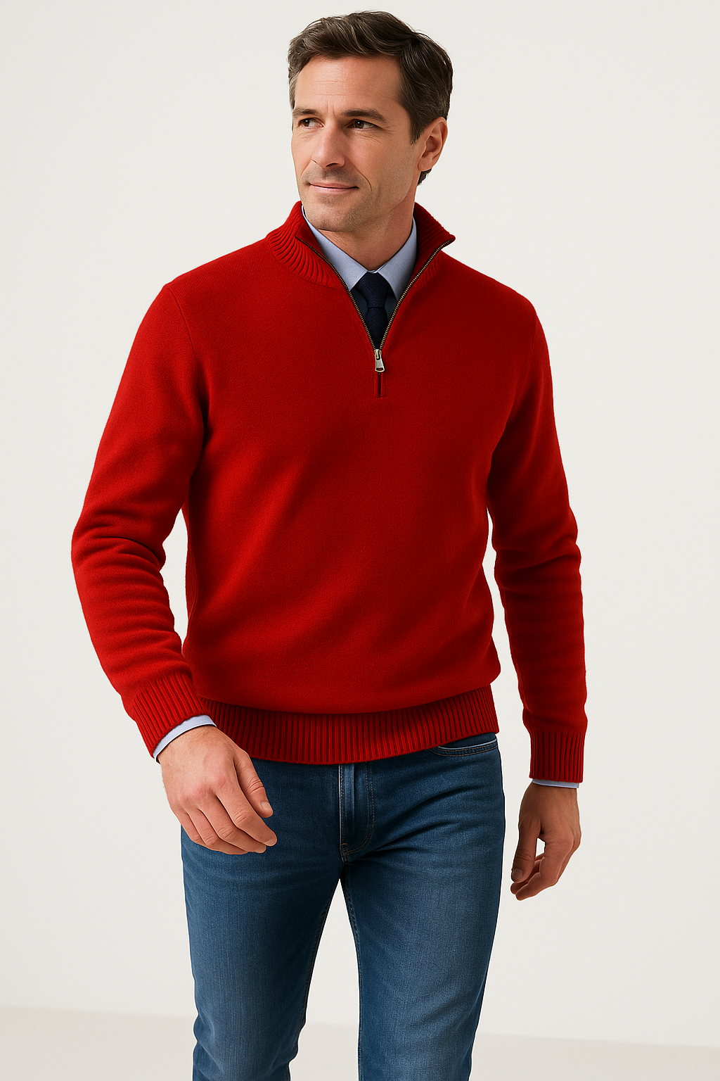 Men’s Half-Zip Sweater | Structured Fit with Clean Finish