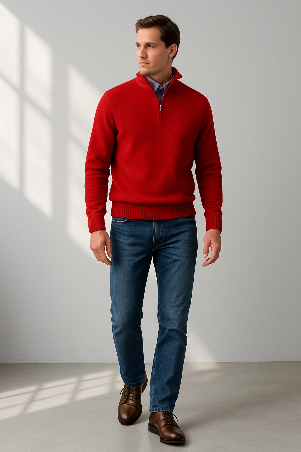 Men’s Half-Zip Sweater | Structured Fit with Clean Finish