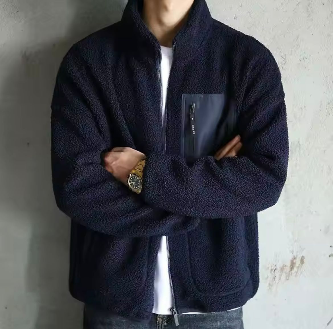 Men’s Zip-Up Jacket | High Neck Design with Functional Pockets