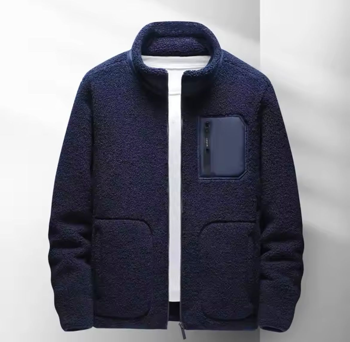Men’s Zip-Up Jacket | High Neck Design with Functional Pockets