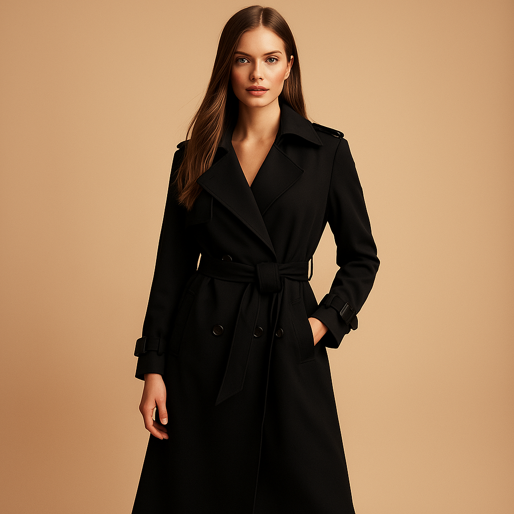 Women’s Long Coat | Double-Breasted Design with Refined Silhouette