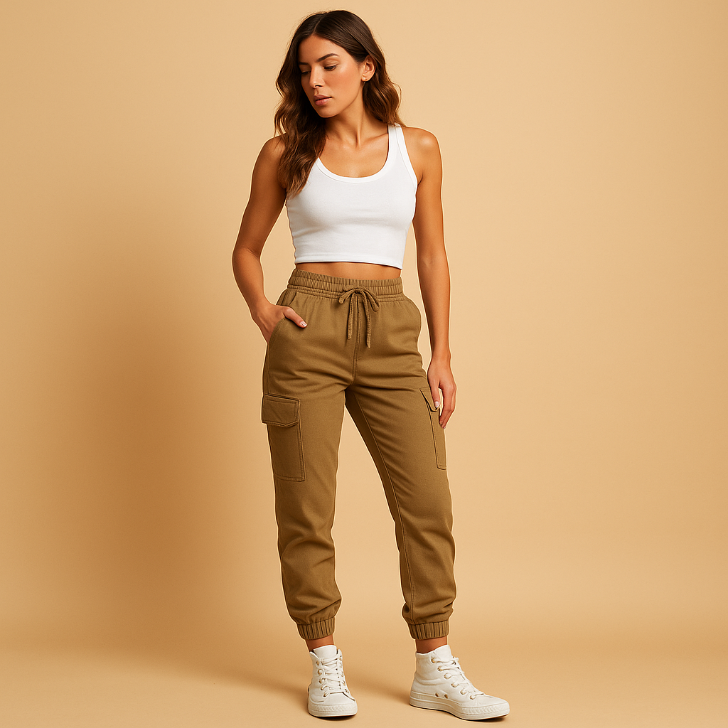 Women’s Cargo Trousers | High-Waisted Slim-Fit Design