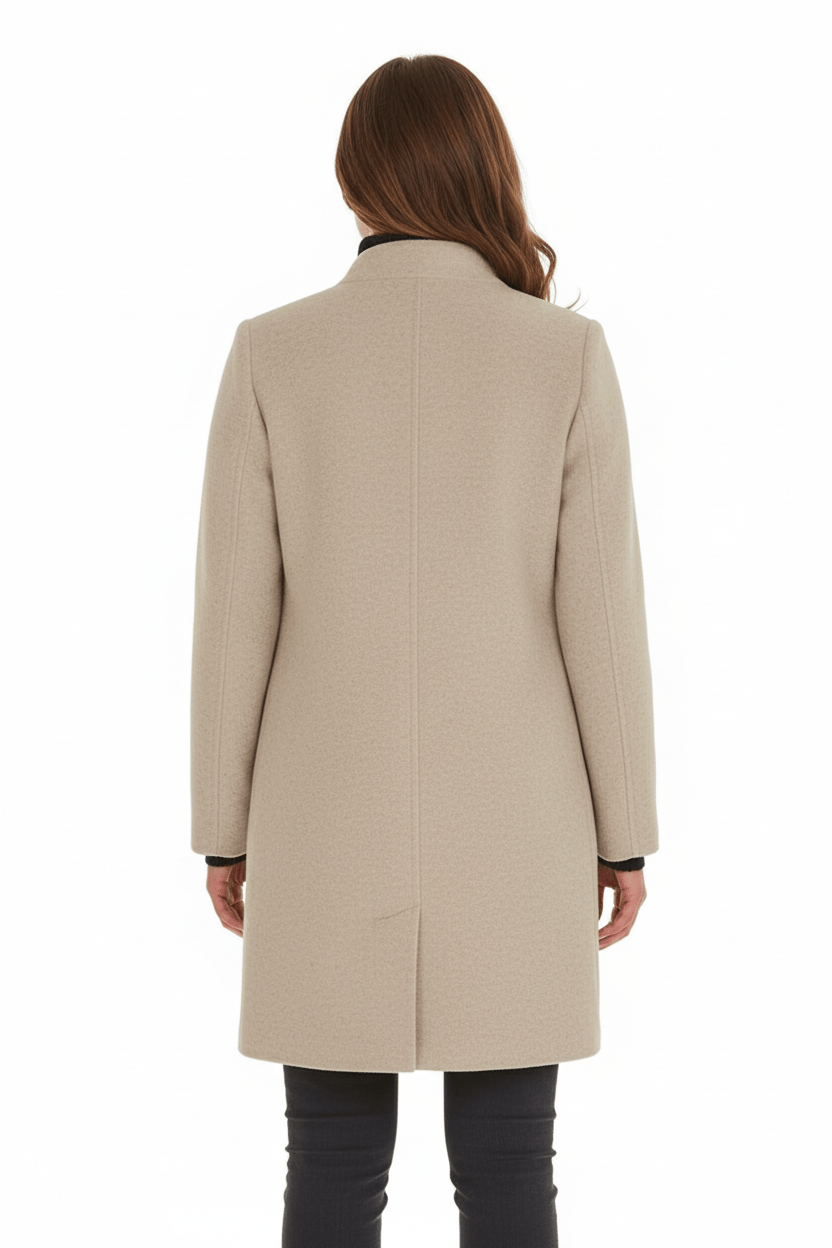 Women’s Long Coat | Stand-Collar Design with Tailored Fit
