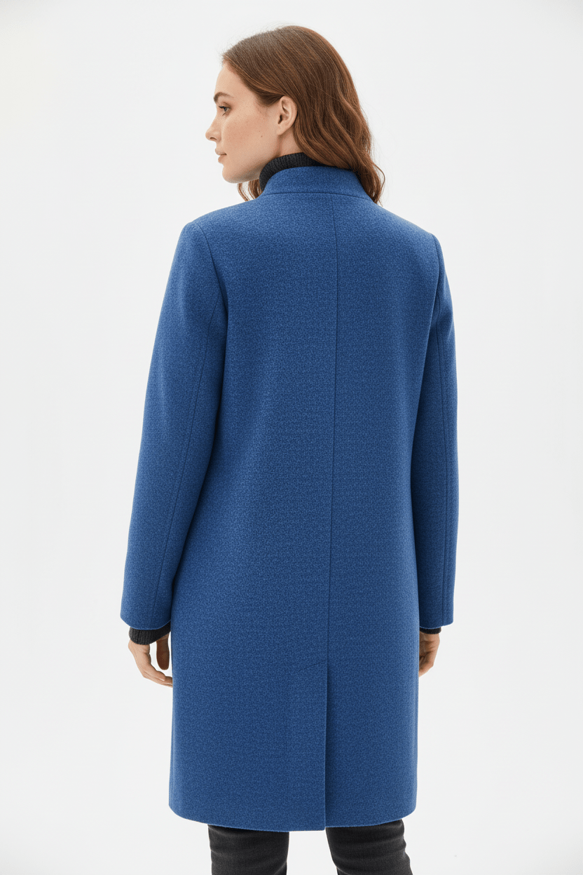 Women’s Long Coat | Stand-Collar Design with Tailored Fit