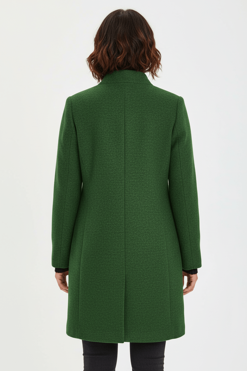 Women’s Long Coat | Stand-Collar Design with Tailored Fit