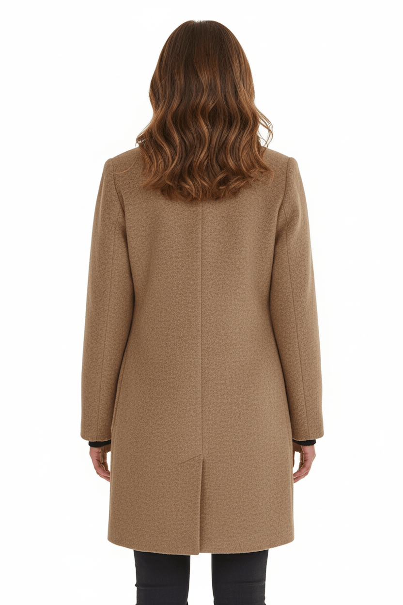 Women’s Long Coat | Stand-Collar Design with Tailored Fit