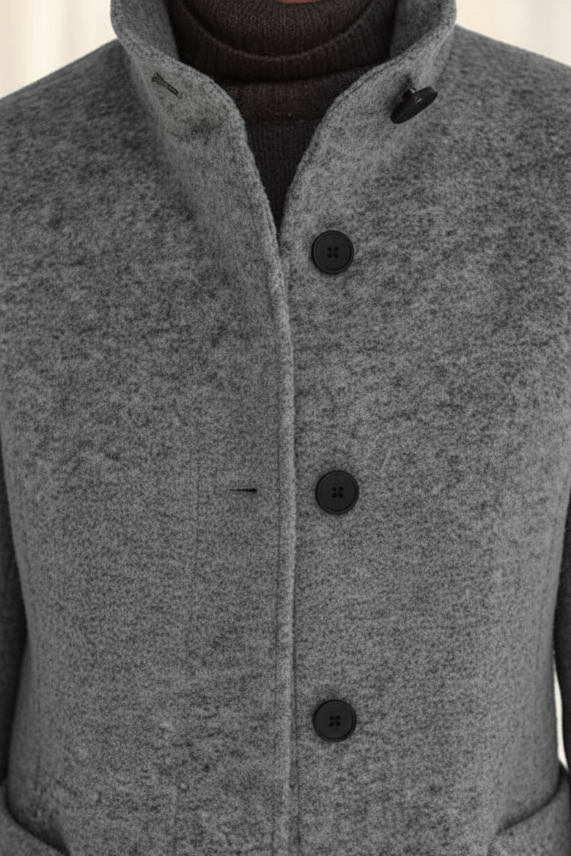 Women’s Long Coat | Stand-Collar Design with Tailored Fit
