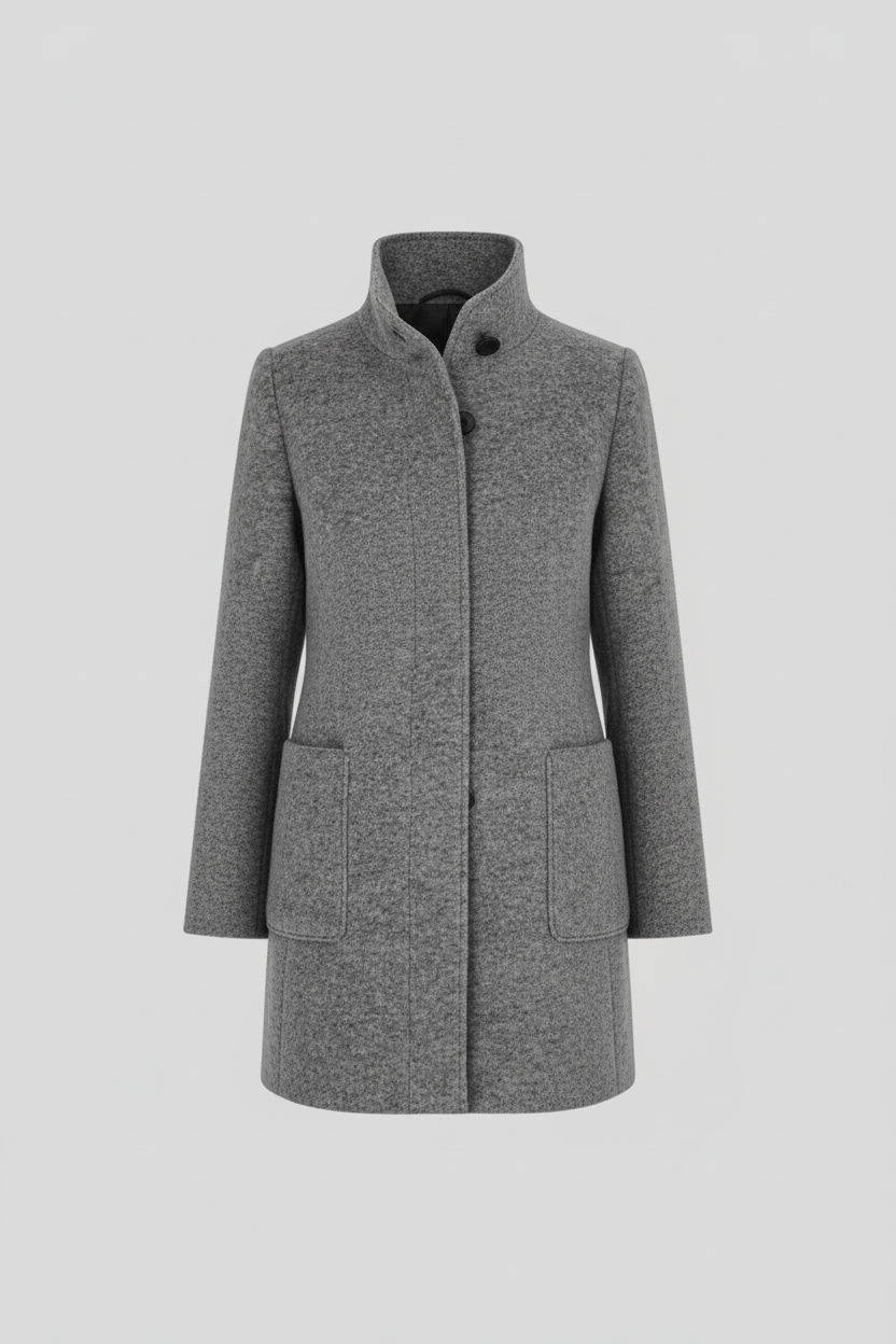 Women’s Long Coat | Stand-Collar Design with Tailored Fit