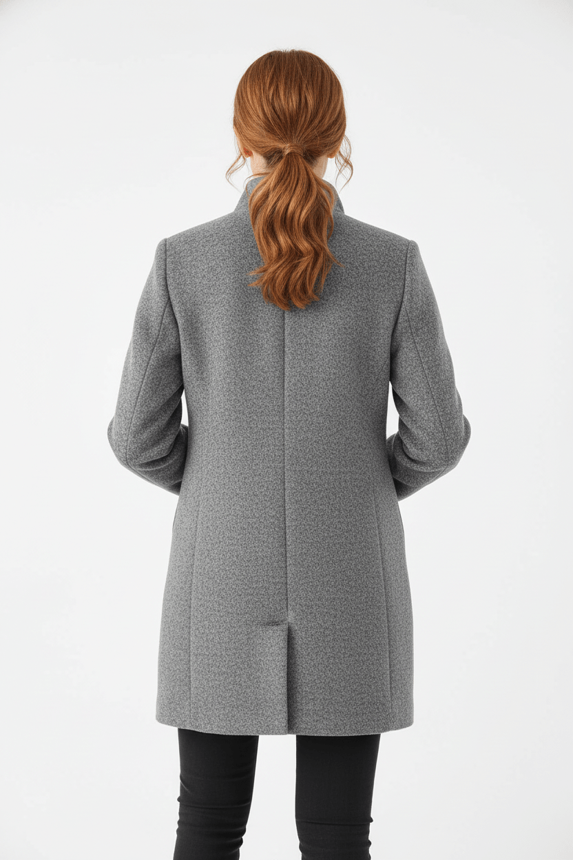 Women’s Long Coat | Stand-Collar Design with Tailored Fit
