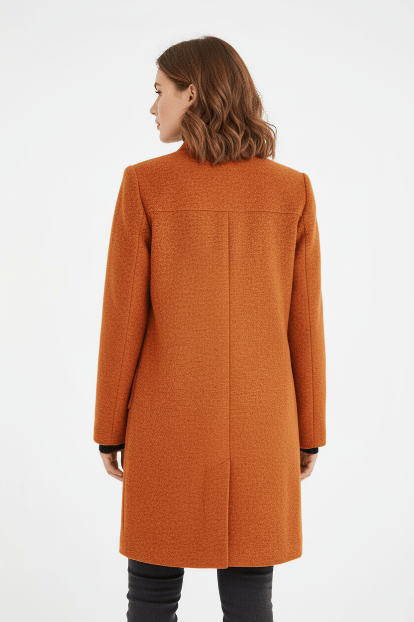 Women’s Long Coat | Stand-Collar Design with Tailored Fit