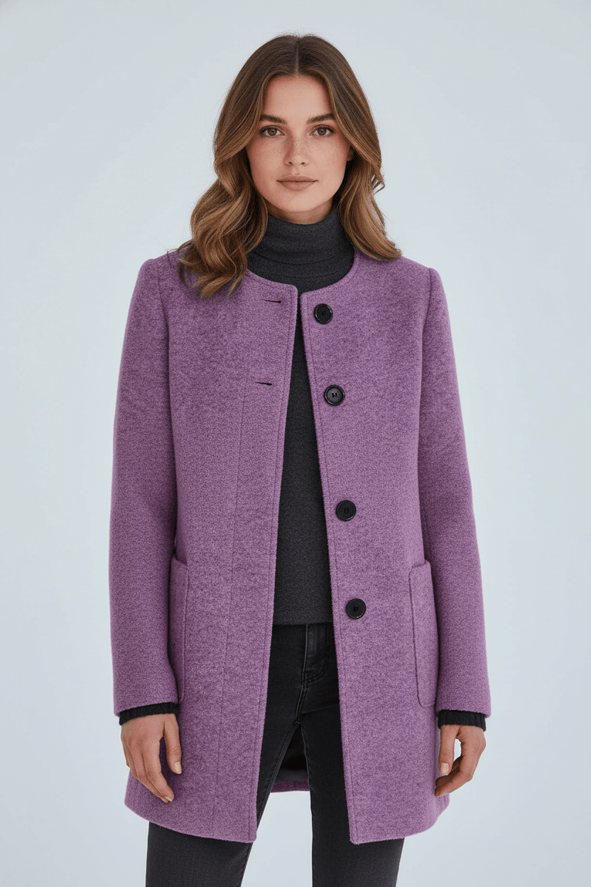 Women’s Long Coat | Stand-Collar Design with Tailored Fit