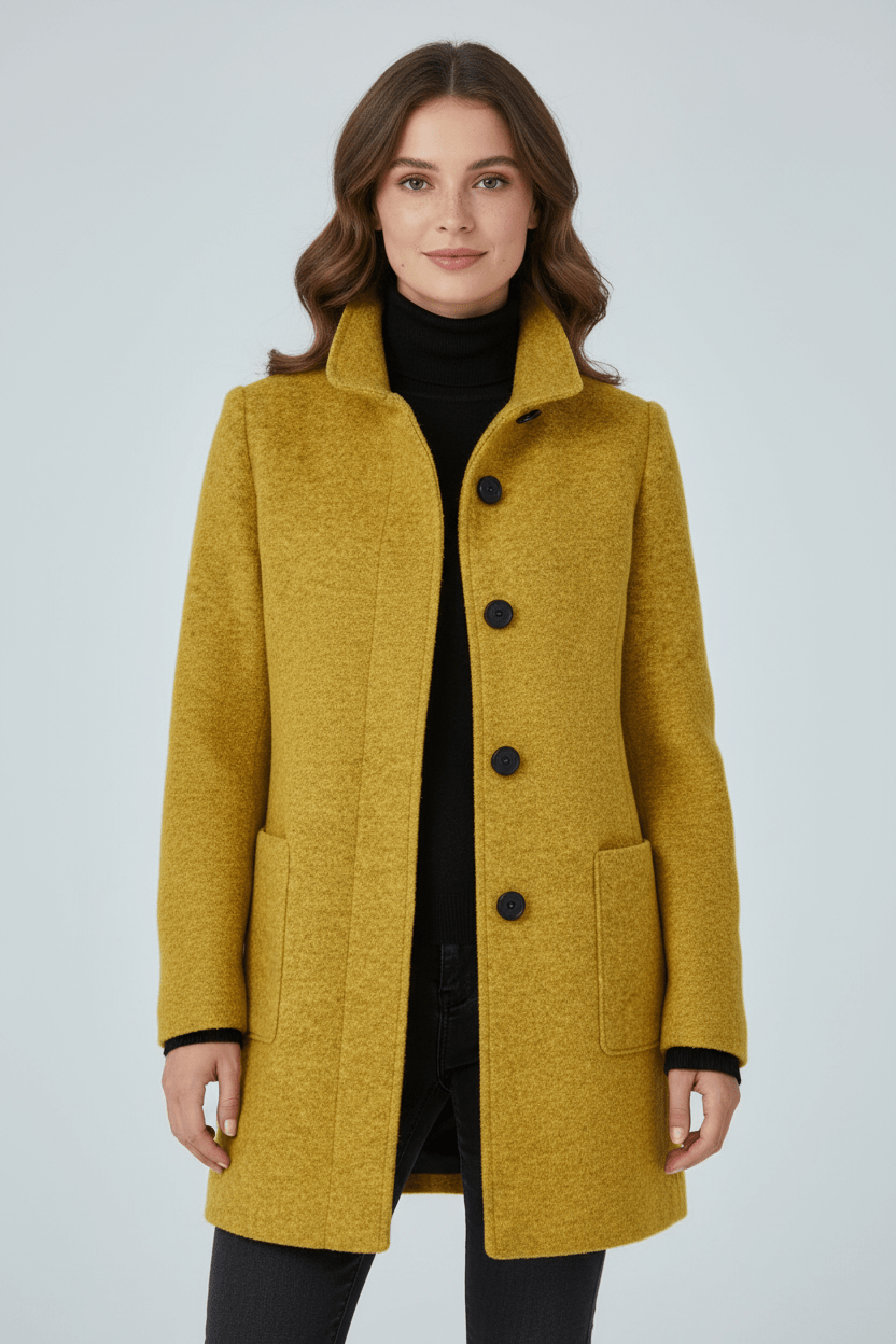 Women’s Long Coat | Stand-Collar Design with Tailored Fit