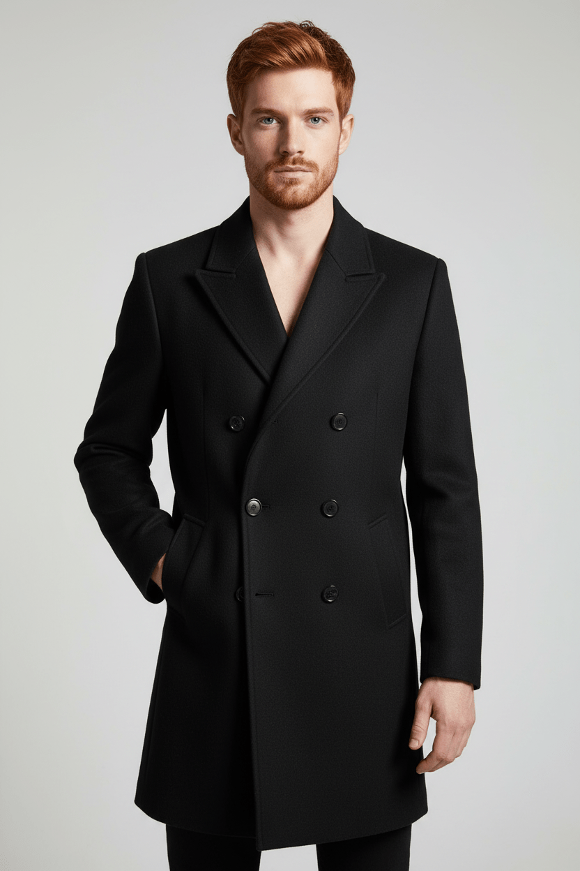 Men’s Double-Breasted Formal Coat | Classic Tailored Style