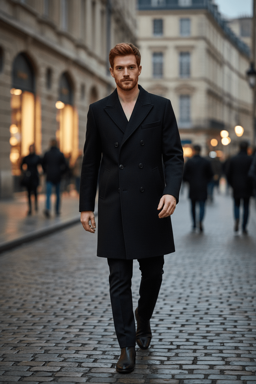 Men’s Double-Breasted Formal Coat | Classic Tailored Style