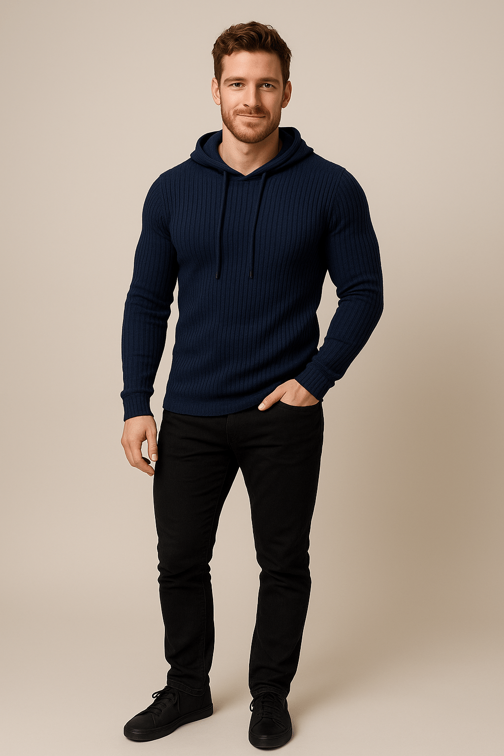 Men’s Pullover Hoodie | Slim Fit with Textured Design