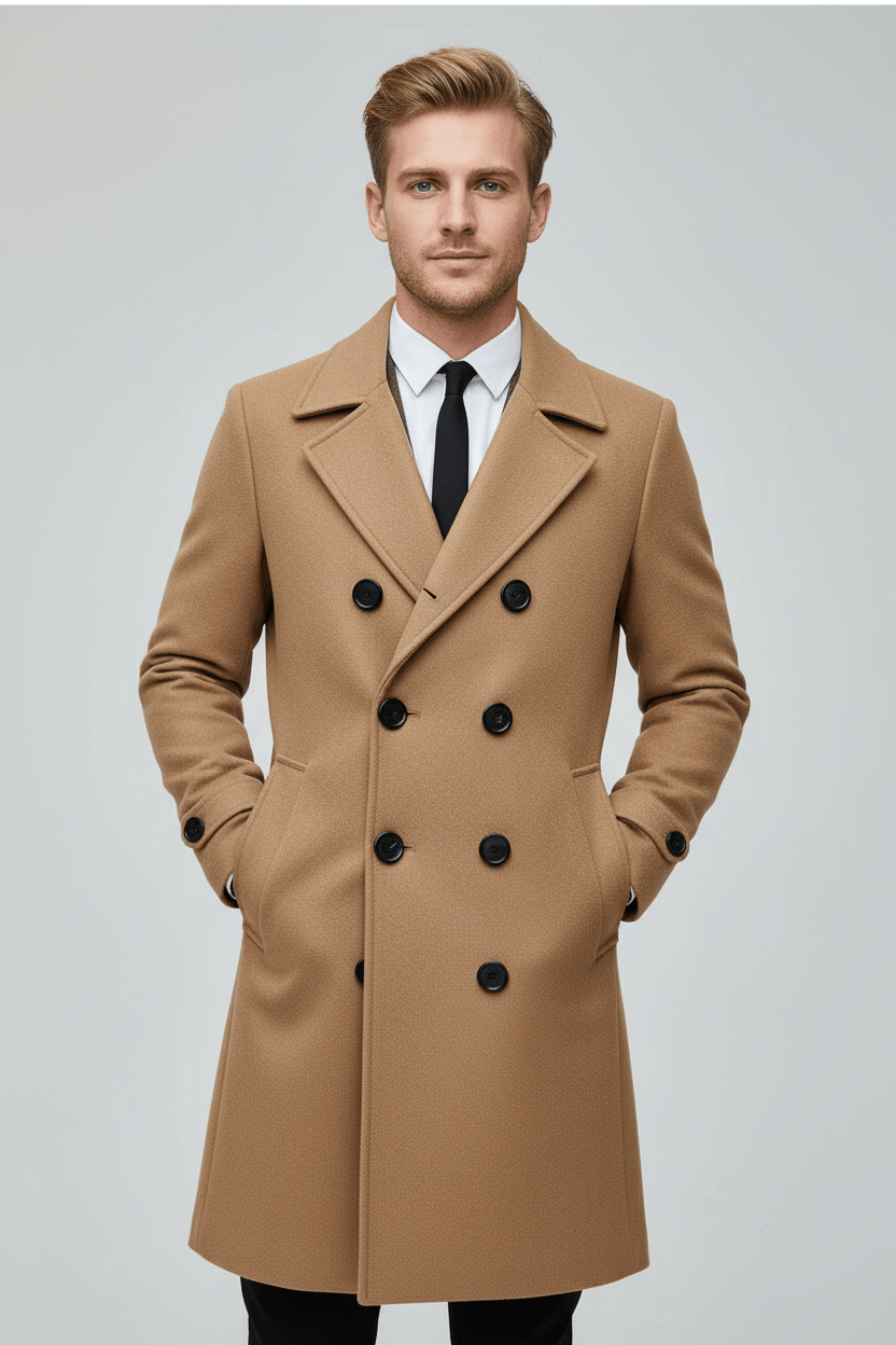 Men’s Trench Coat | Double-Breasted Design with Tailored Fit
