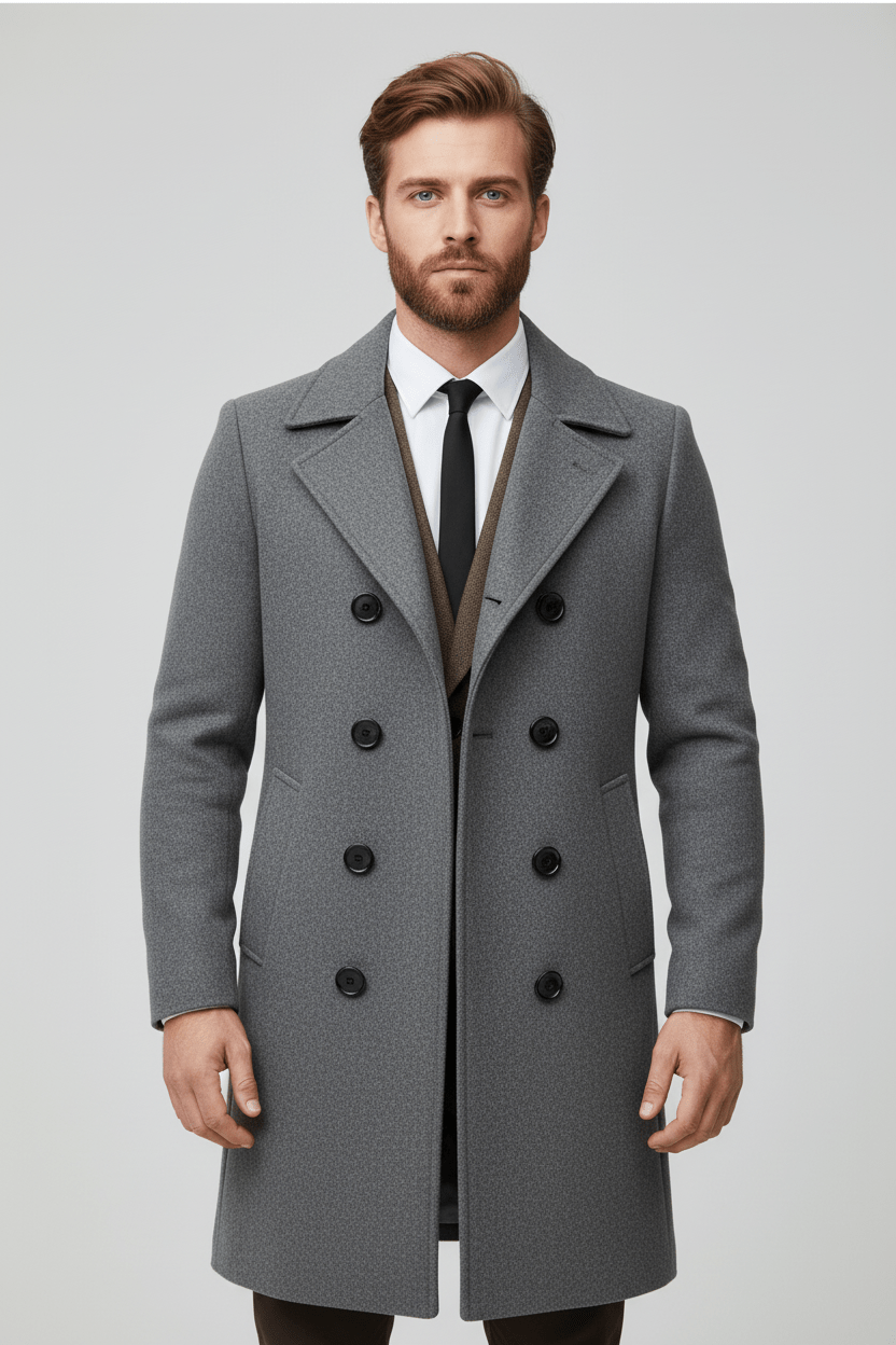 Men’s Trench Coat | Double-Breasted Design with Tailored Fit