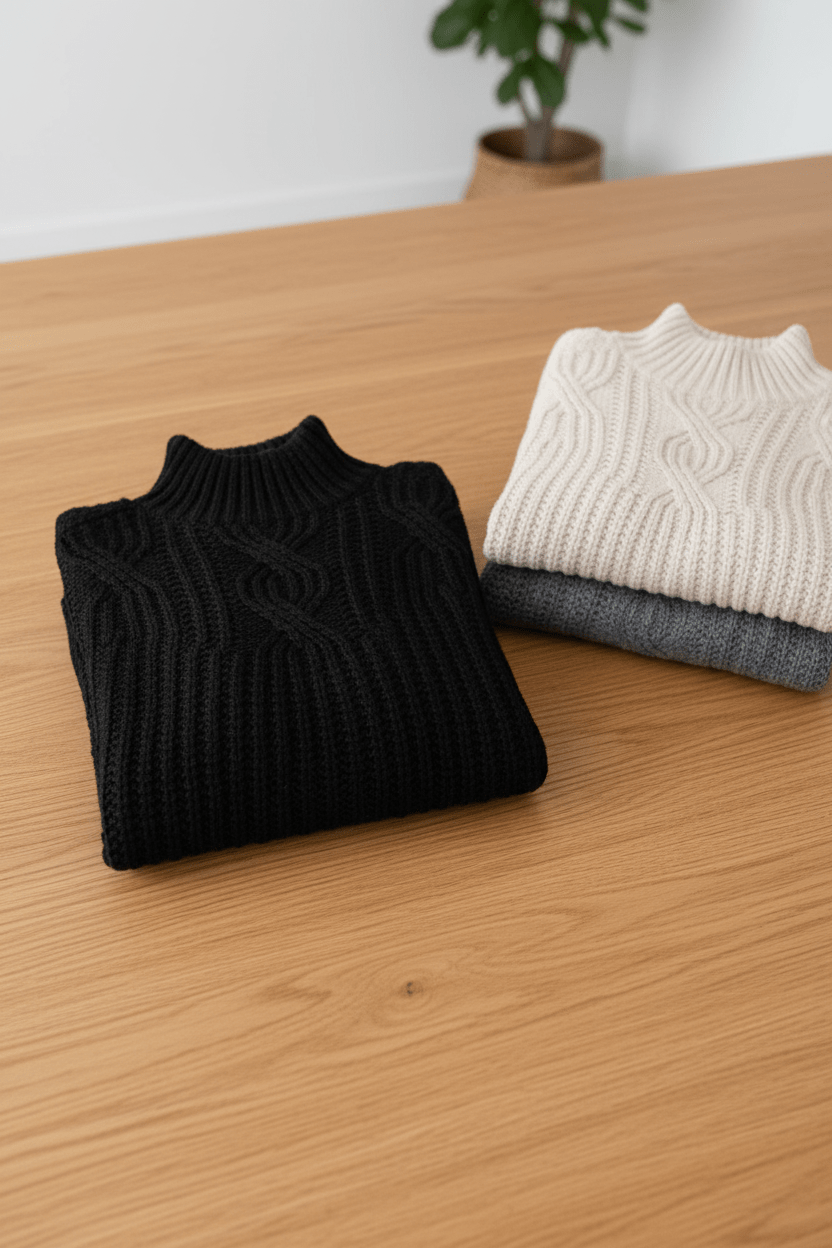 Women’s Cable Knit Sweater | High Neck with Classic Style