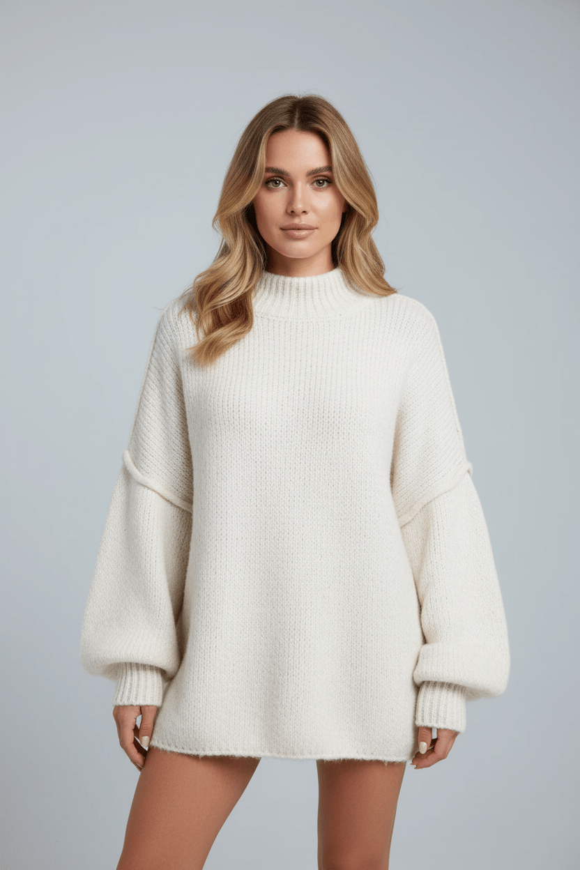 Women’s Oversized Knit Sweater | Balloon Sleeves with Relaxed Fit