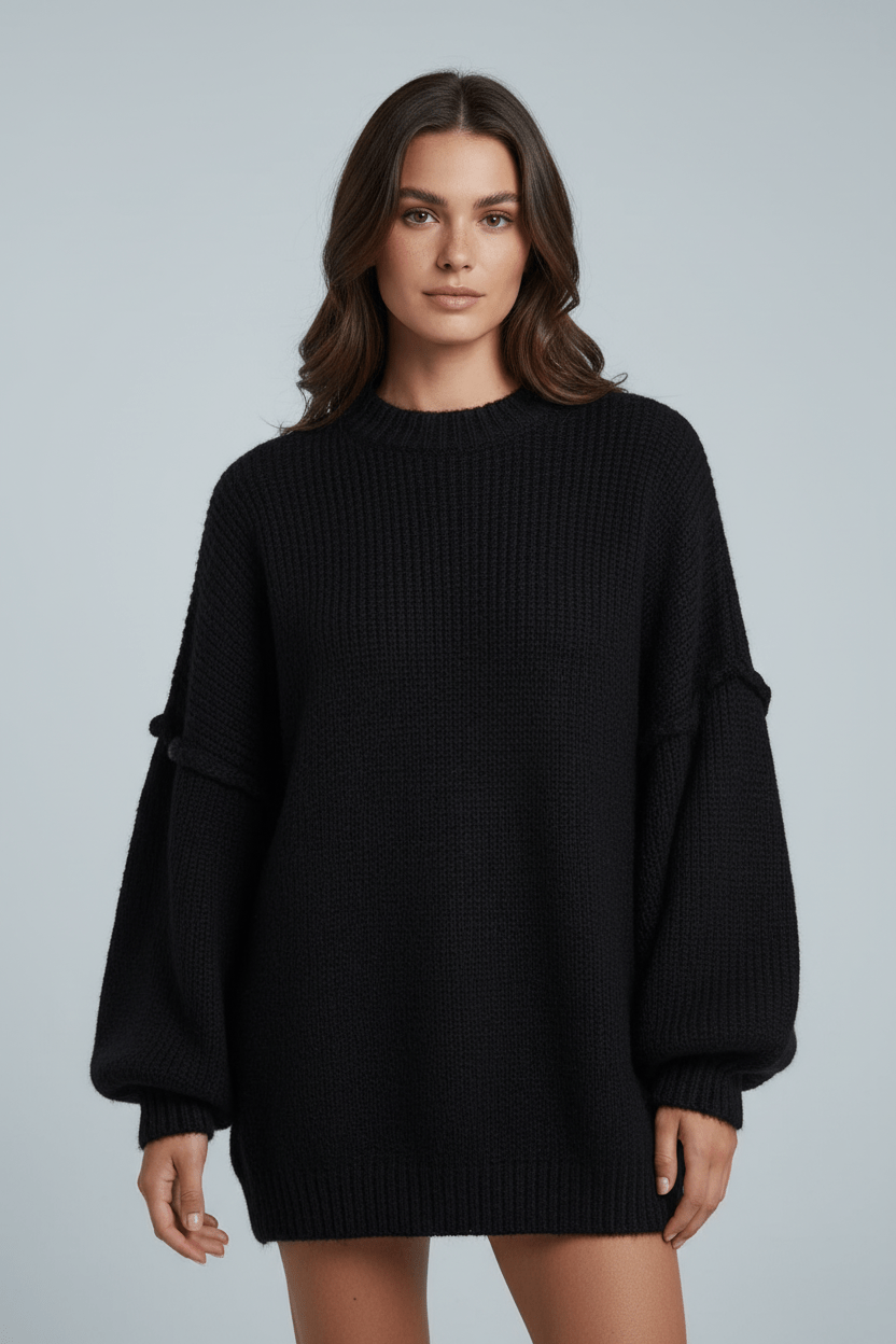 Women’s Oversized Knit Sweater | Balloon Sleeves with Relaxed Fit