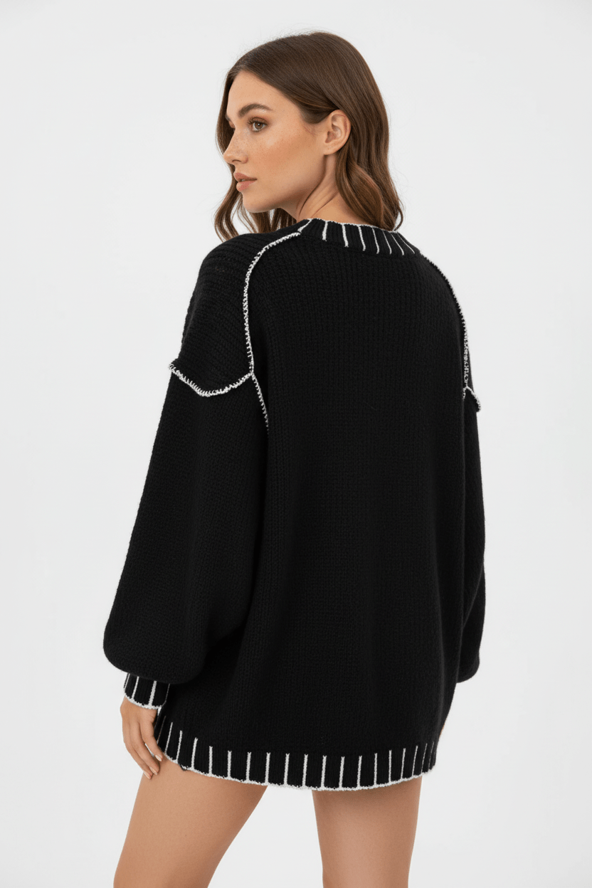 Women’s Oversized Knit Sweater | Balloon Sleeves with Relaxed Fit