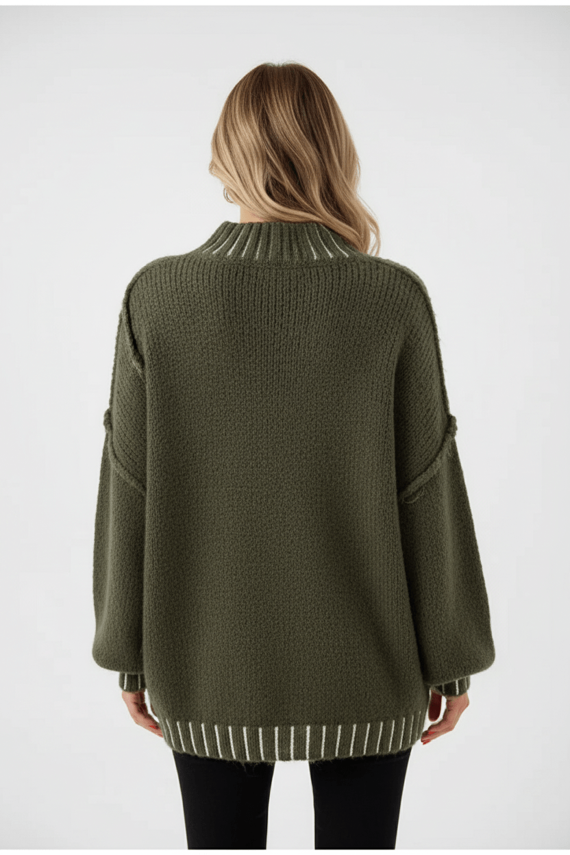 Women’s Oversized Knit Sweater | Balloon Sleeves with Relaxed Fit