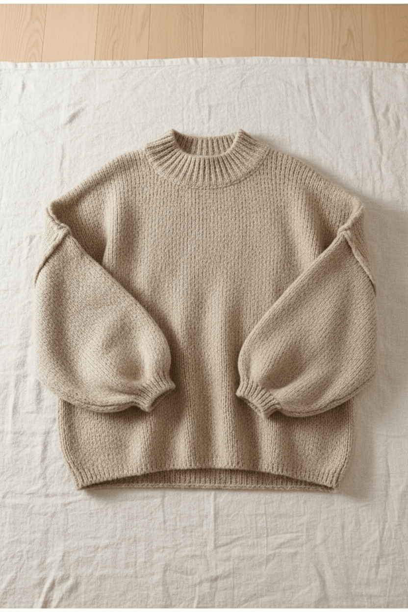 Women’s Oversized Knit Sweater | Balloon Sleeves with Relaxed Fit