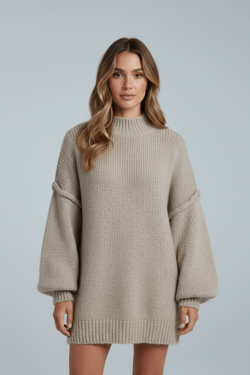 Women’s Oversized Knit Sweater | Balloon Sleeves with Relaxed Fit