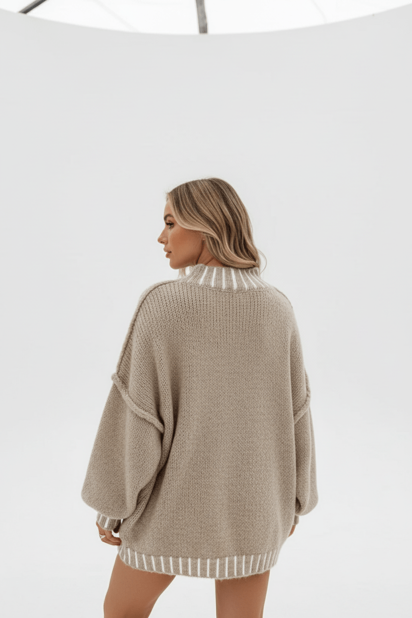 Women’s Oversized Knit Sweater | Balloon Sleeves with Relaxed Fit