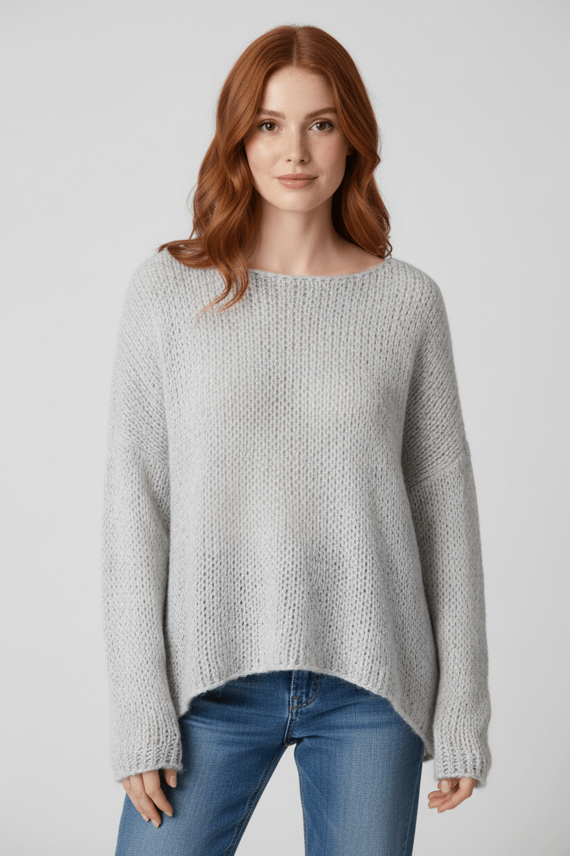 Women’s Oversized Knit Sweater – Off-Shoulder Design