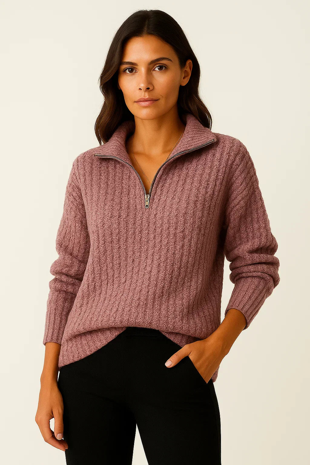 Women’s Half-Zip Pullover | Relaxed Fit with Long Sleeves