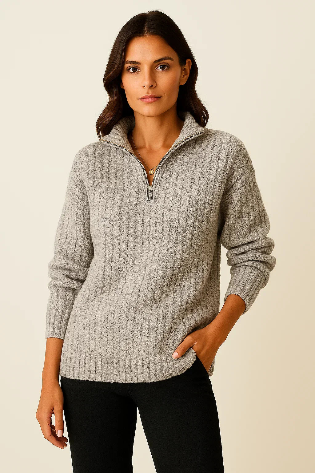 Women’s Half-Zip Pullover | Relaxed Fit with Long Sleeves