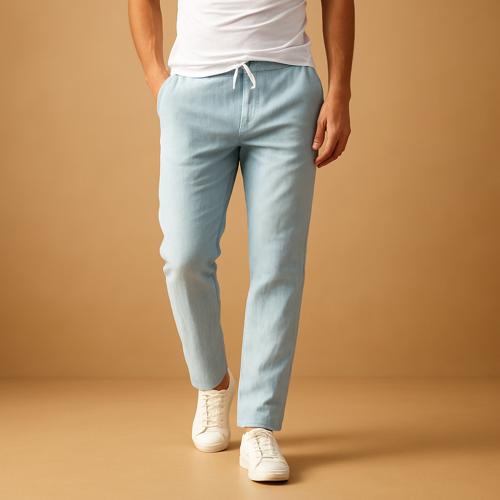 Men’s Casual Cotton Pants with Elastic Waistband – Relaxed Everyday Fit