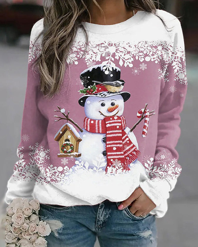 Women’s Christmas Sweatshirt | Snowman Design with Festive Style