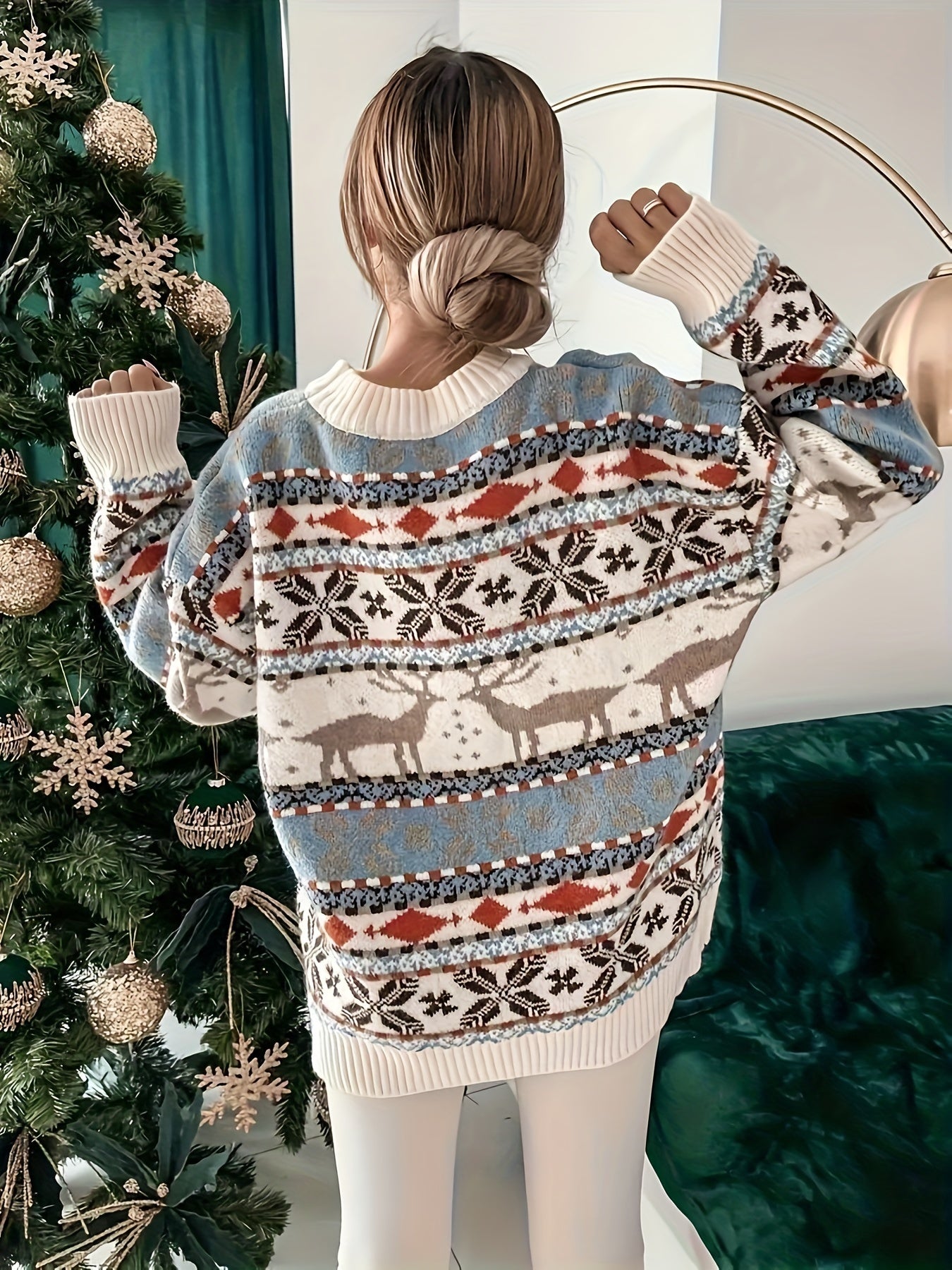 Women’s Reindeer Knit Sweater | Festive Winter Style