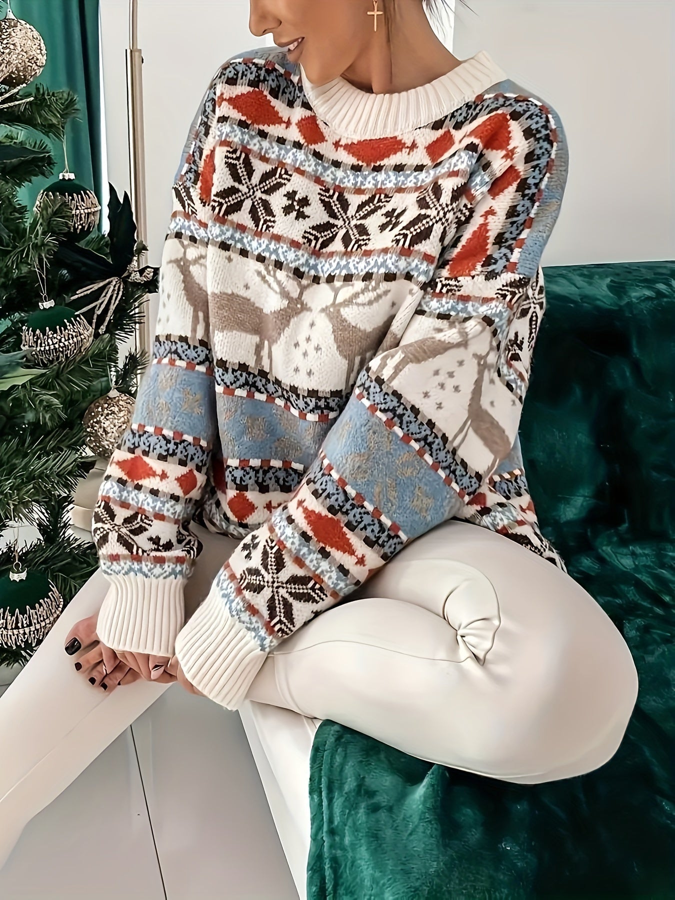 Women’s Reindeer Knit Sweater | Festive Winter Style