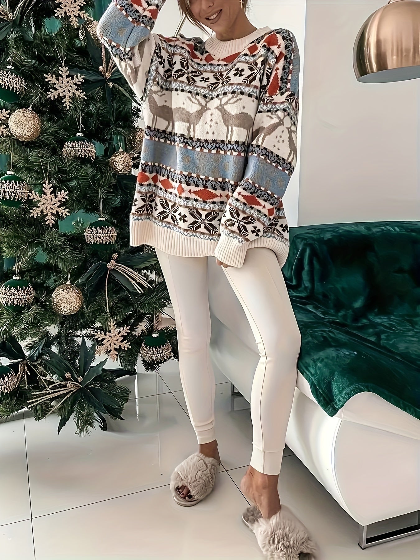 Women’s Reindeer Knit Sweater | Festive Winter Style