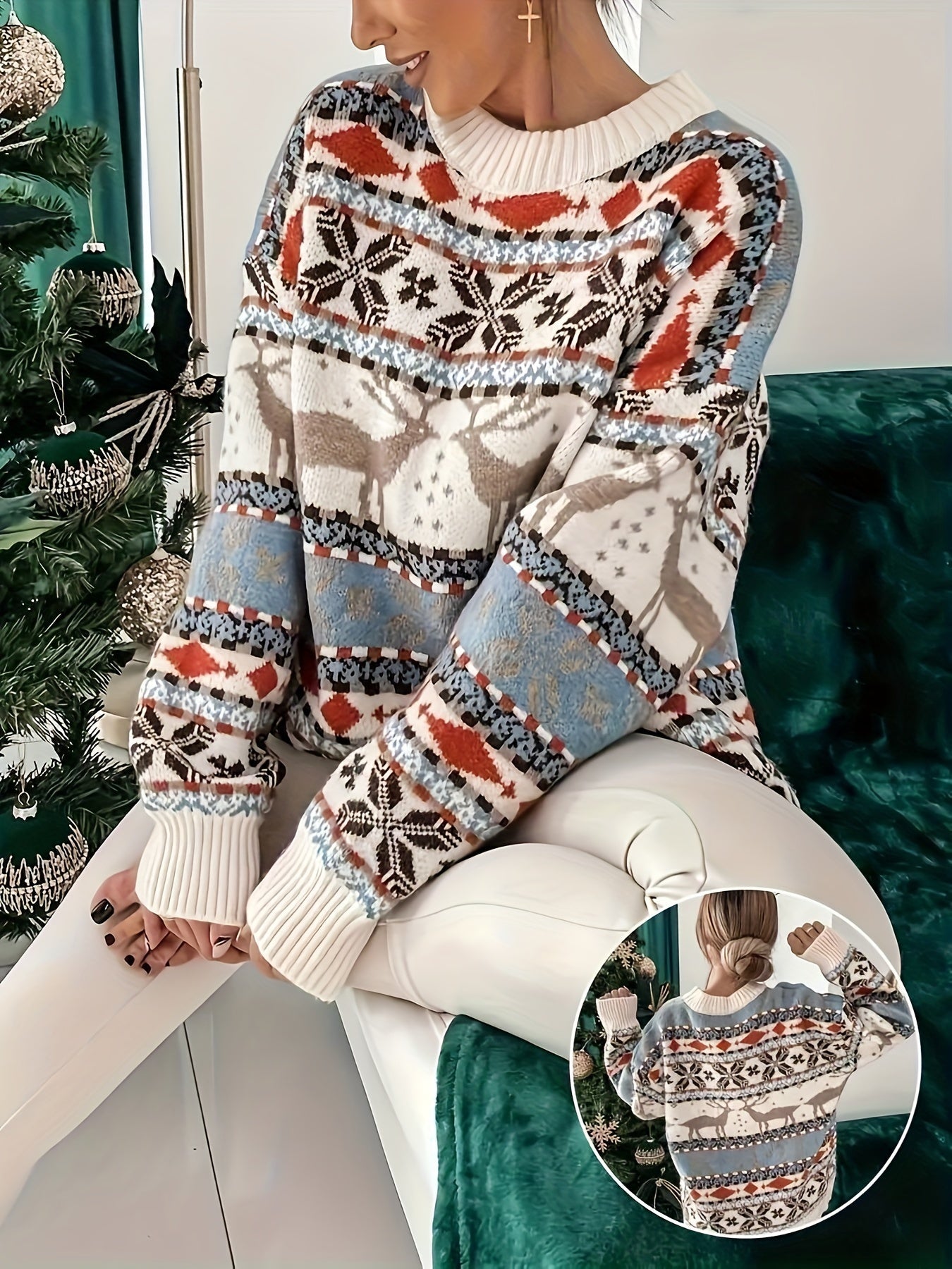 Women’s Reindeer Knit Sweater | Festive Winter Style