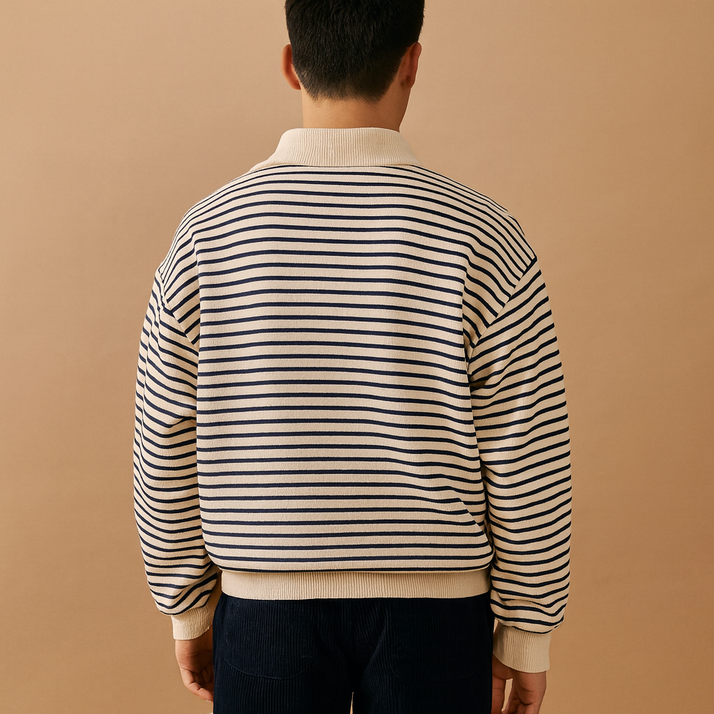 Men’s Striped Half-Zip Sweater | Casual and Modern Style