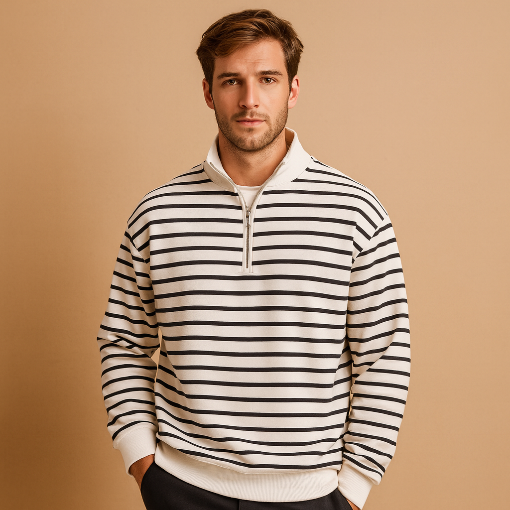 Men’s Striped Half-Zip Sweater | Casual and Modern Style