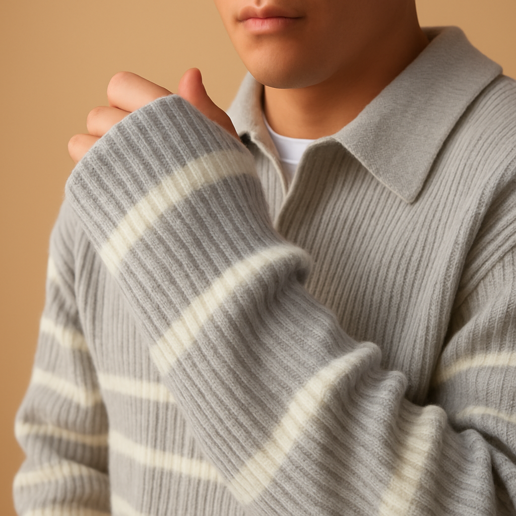 Men’s Half-Zip Striped Sweater | Casual & Modern Fit
