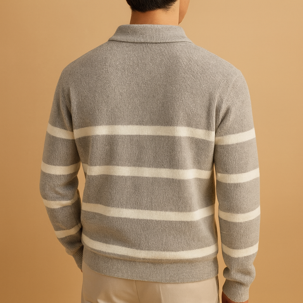 Men’s Half-Zip Striped Sweater | Casual & Modern Fit