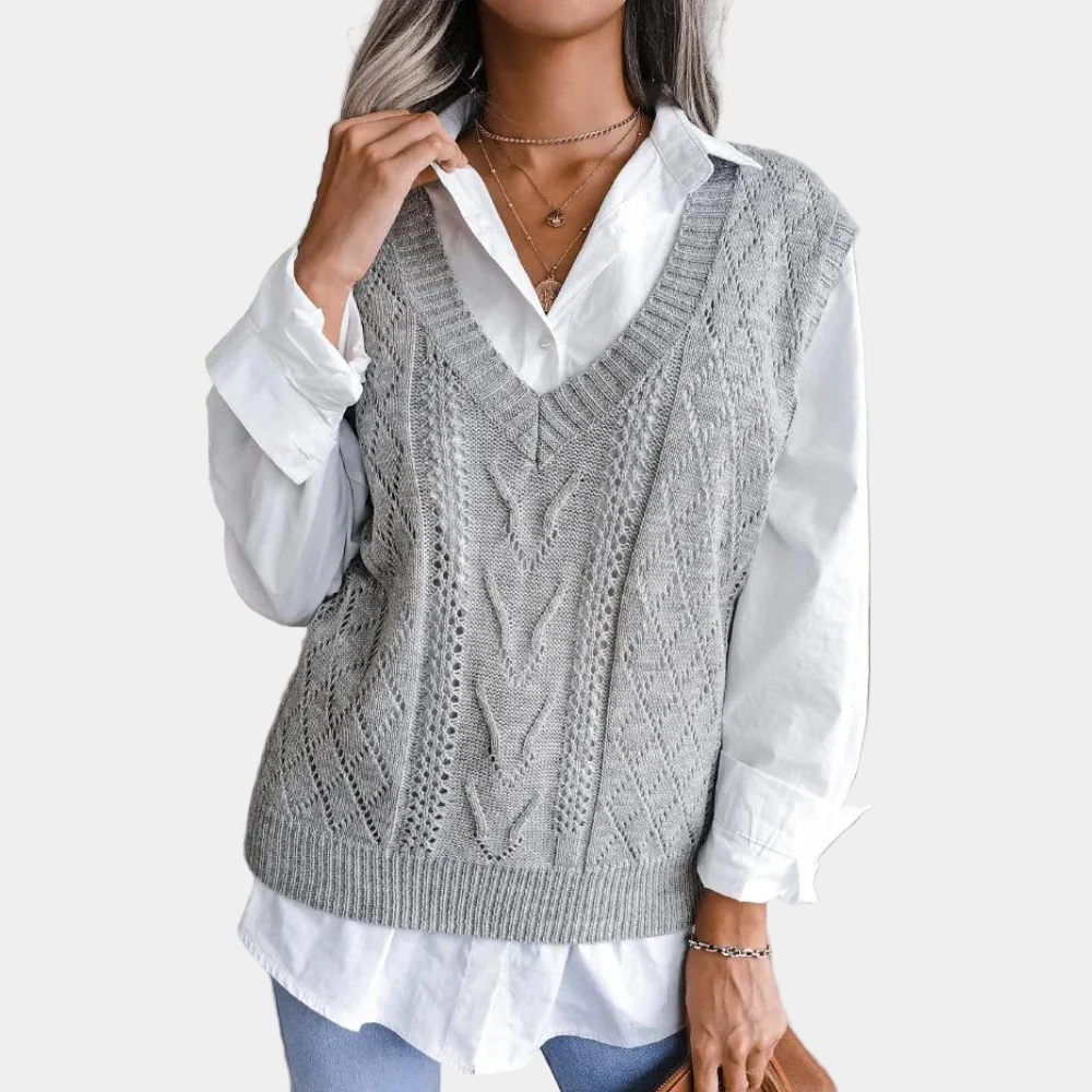 Women’s Cable Knit V-Neck Vest | Timeless Layering Style