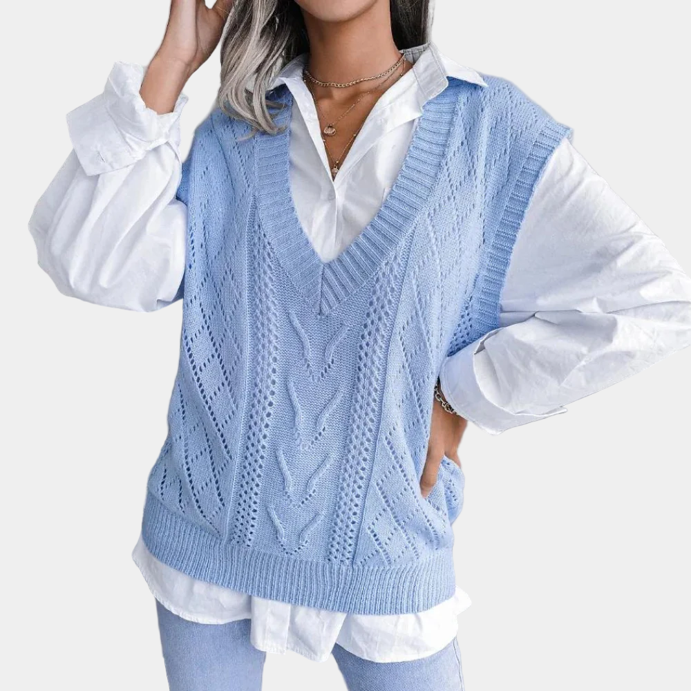 Women’s Cable Knit V-Neck Vest | Timeless Layering Style