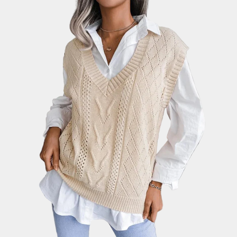 Women’s Cable Knit V-Neck Vest | Timeless Layering Style